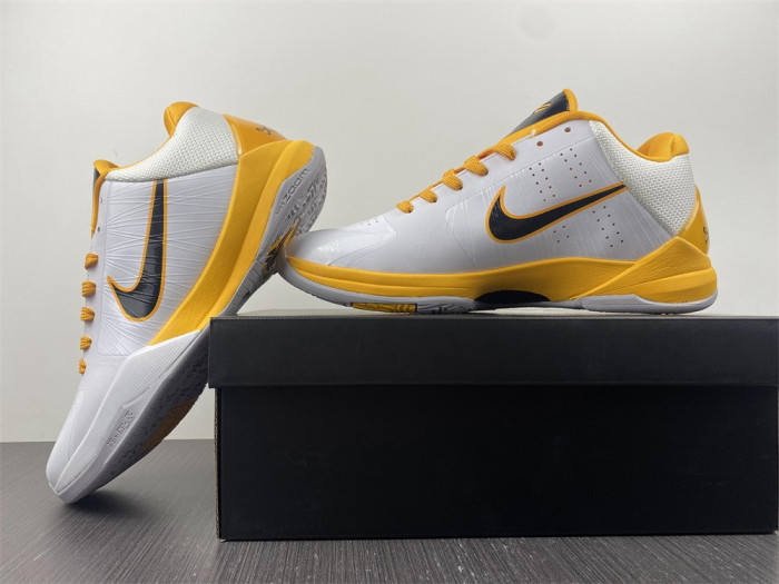nike zoom kobe 5 white black yellow 386430-104