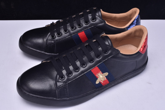 g*u*i ace embroidered low-top sneaker black with bee mens 431942-a38g0