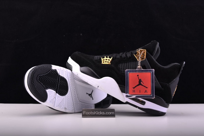 air jordan 4 “royalty” black/metallic gold-white mens 308497-032