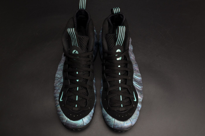 nike air foamposite one prm “abalone” black/aurora green mens 575420-009